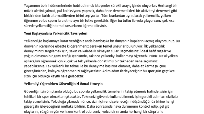 Yelkencilik Nasıl Öğrenilir?