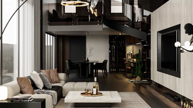Salon ve Mutfak İç Mekan Tasarımı ve 3d Görselleştirme
