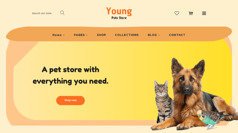 Young Pet Shopify E-ticaret Website