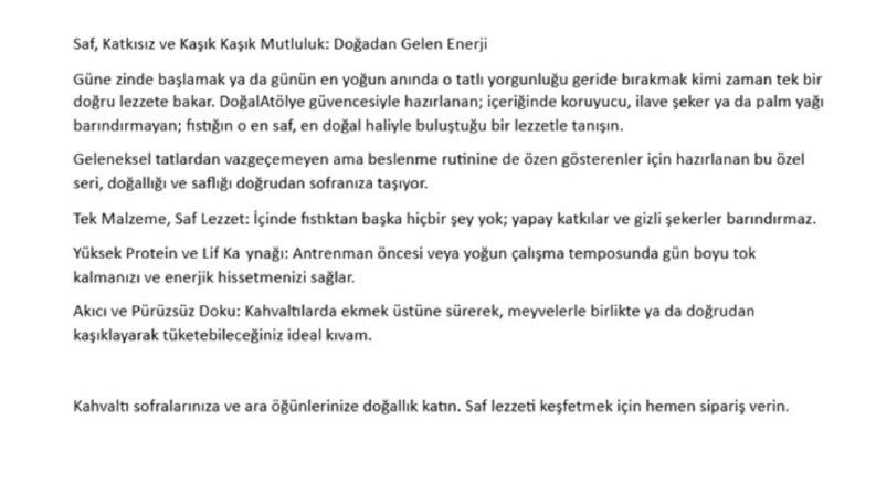 DoğalAtölye- E ticaret Ürün Açıklaması