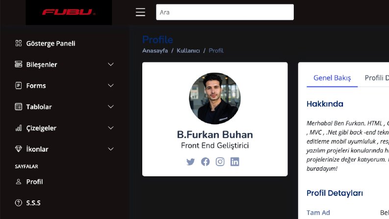 FUBU-Admin Panelli Web Tasarım Sayfası