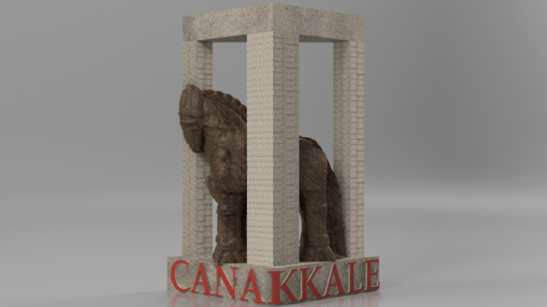 Çanakkale abidesi ve Truva atının iç içe olduğu magnet