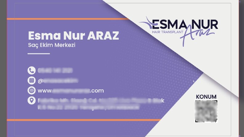 Saç Ekim Merkezi Kartvizit