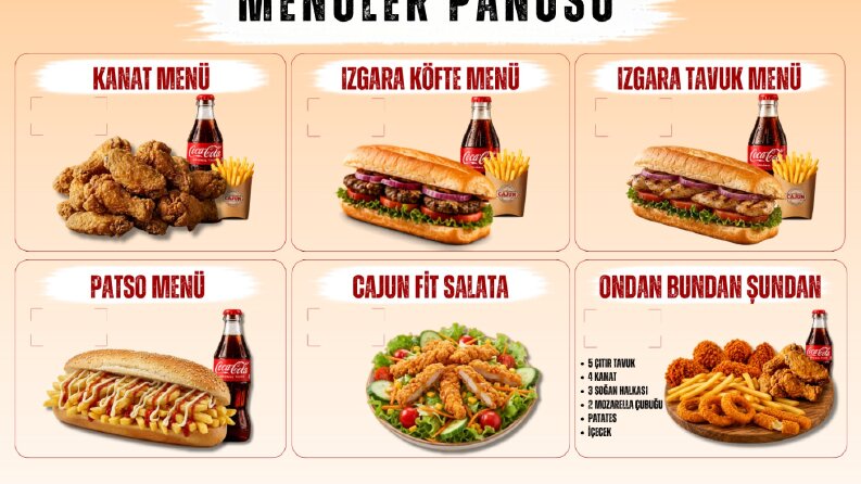 Fast Food Menü Panoları – 160×108 cm Baskı