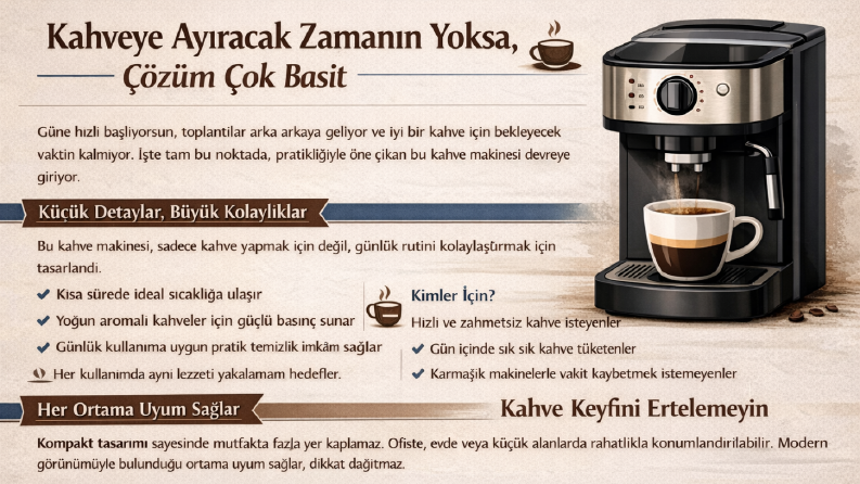 Kahve makinesi tanıtım metni – akıcı ve dikkat çekici