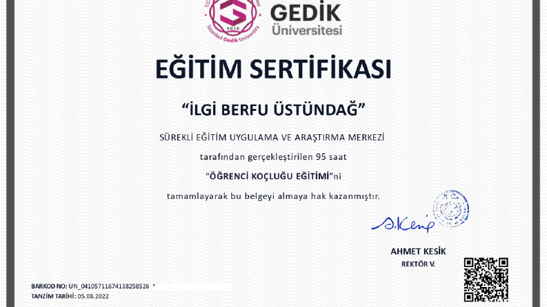 Öğrenci Koçluğu Sertifikası
