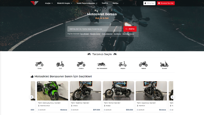 Motosikletborsası - E ticaret site tasarımı