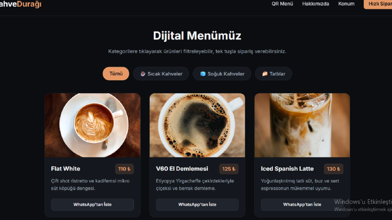 Modern Kafe ve Restoran Web Sitesi Tasarımı