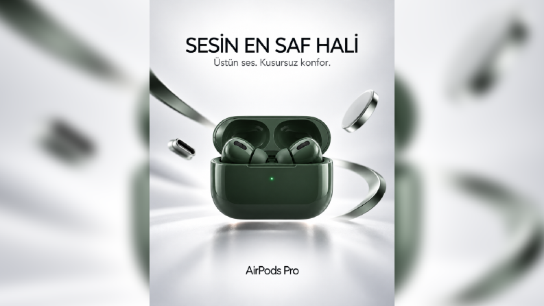airpods temalı sosyal medya tasarımı