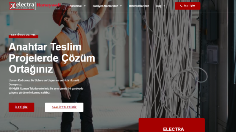 Electra Mühendislik için Kurumsal Web sitesi