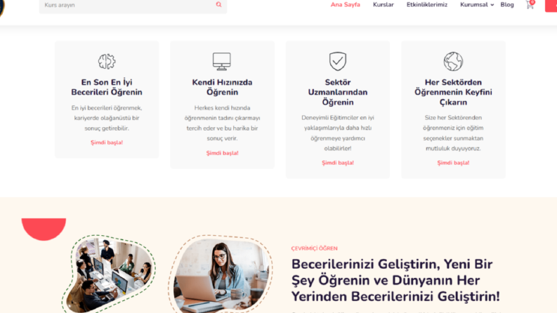 Udemy Özeliklerine ait bir web sitesi