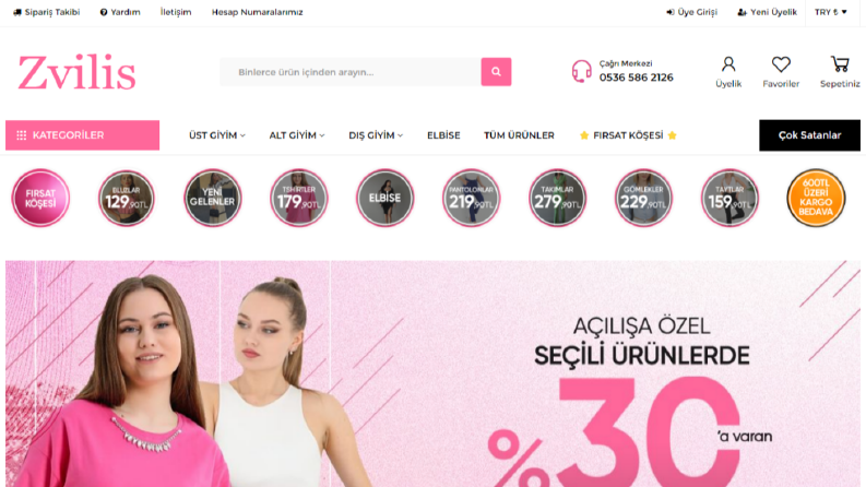 Zvilis E-Ticaret Sitesi Tasarımı