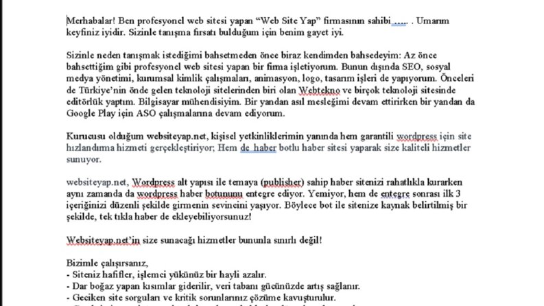 Şirket tanıtım ve teklif yazı örneği