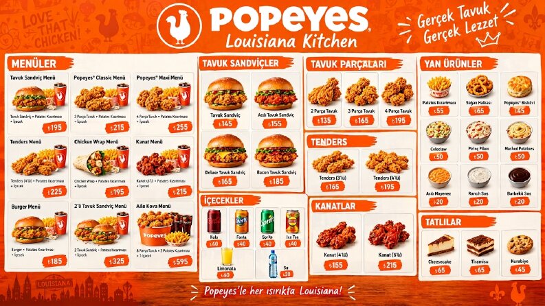popoyes örnek menü kataloğu