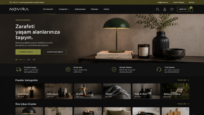 NOVIRA — Dark Mode Premium Home Experience