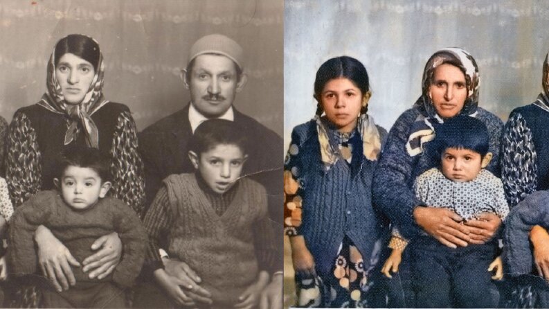 Eski aile fotoğrafı renklendirme/Onarma