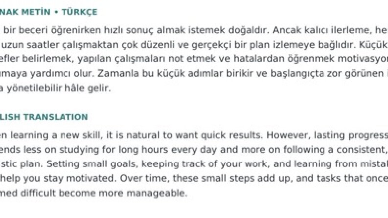Türkçe, İngilizce ve Çince Çeviri Örnekleri