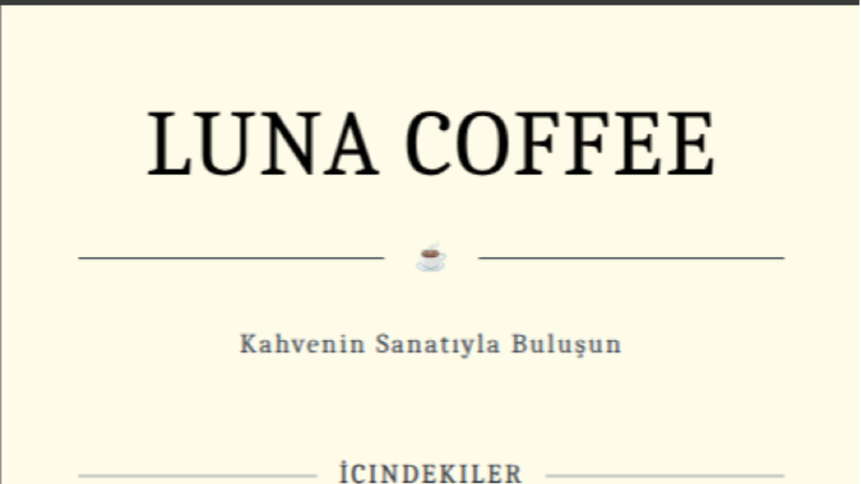 Luna Coffee - Minimalist Kahve Menüsü Tasarımı