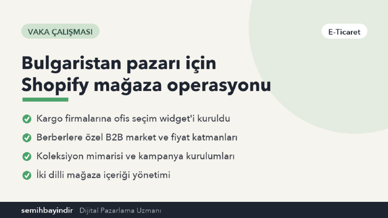 Bulgaristan pazarı için Shopify mağaza operasyonu
