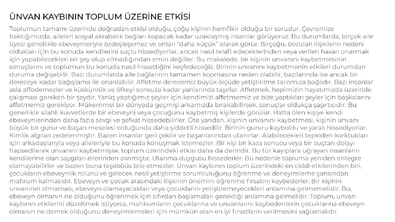 ÜNVAN KAYBININ TOPLUM ÜZERİNE ETKİSİ