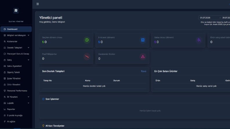 Kapsamlı ERP & CRM Sistemi Web Yazılımı (Revark)