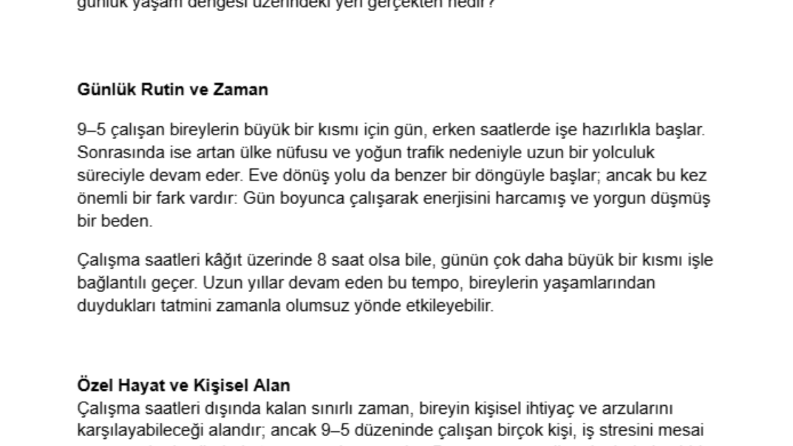 9–5 Çalışma Modeli ve Özel Hayat – Blog Yazısı