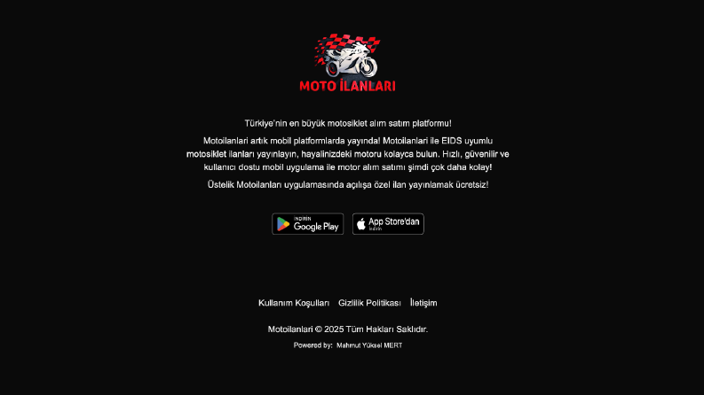 Motoilanlari Mobil Uygulama Web Sayfası