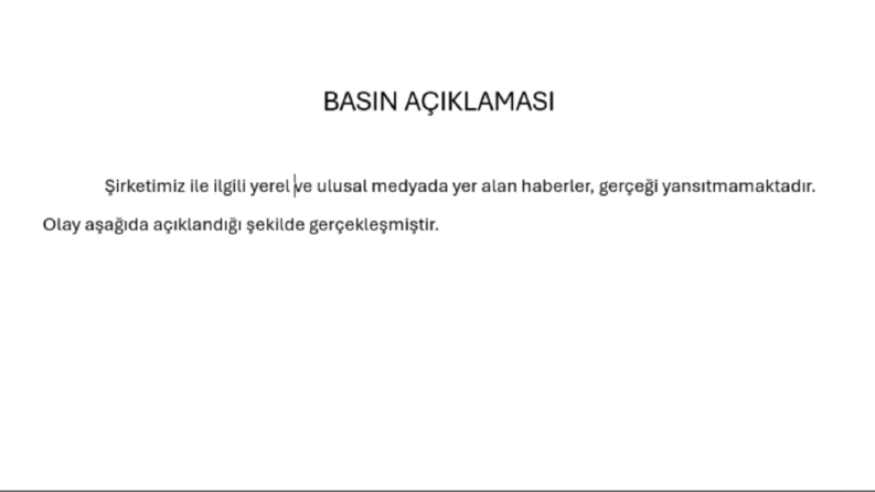 Şirket basın açıklaması