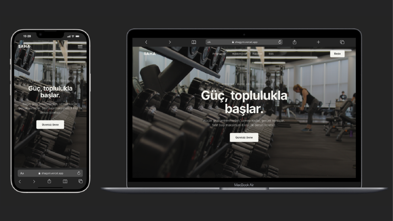 SAHA — Butik Spor Stüdyo Landing Page Tasarım (Örnek Proje)