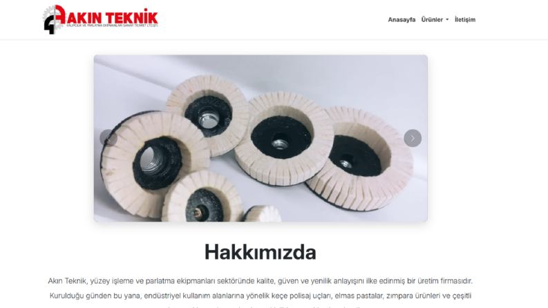 Akın Teknik - Sıfırdan Kodlanmış Kurumsal Arayüz