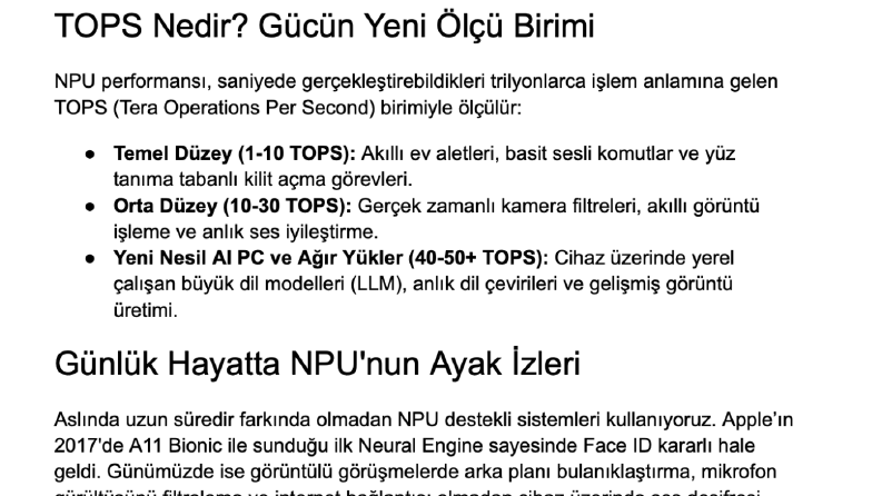Yapay Zeka'nın Sessiz Gücü: NPU Nedir ve Neden Önemlidir?