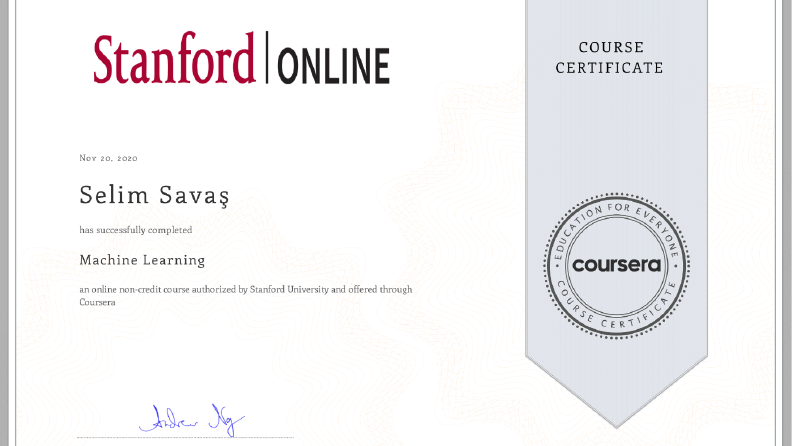 Stanford Üniversitesi - Machine Learning Sertifikası