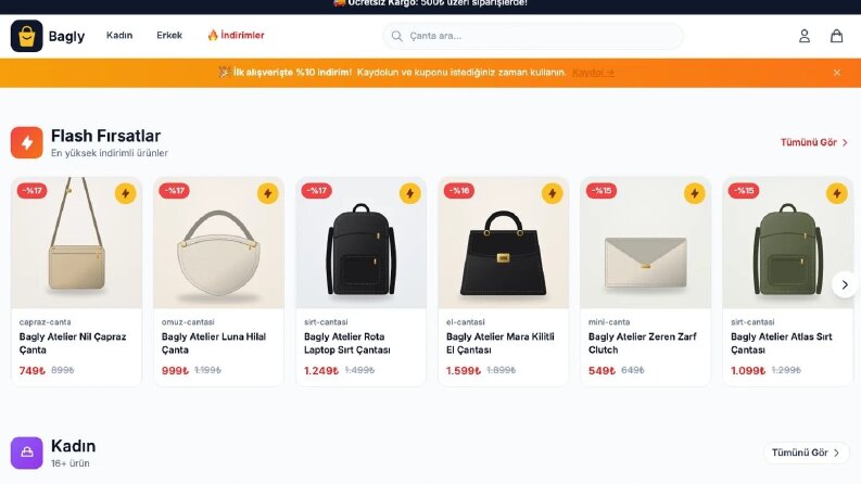 Bagly – Çanta E-ticaret Sitesi (React + PHP)