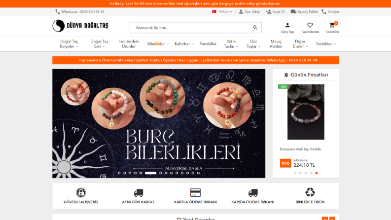 Dünya Doğal Taş İçin Yapmış Olduğum E-Ticaret Sitesi