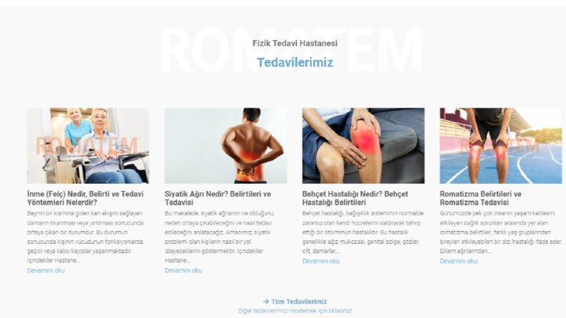 Romatem Hastaneleri Web Sitesi İçerikleri ve Blog Yazıları