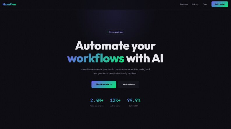 NexaFlow — AI Workflow Automation SaaS Landing Page