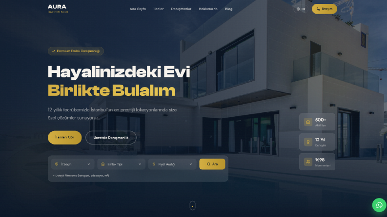 Premium Emlak Web Platformu — Modern Altyapı Tasarımı