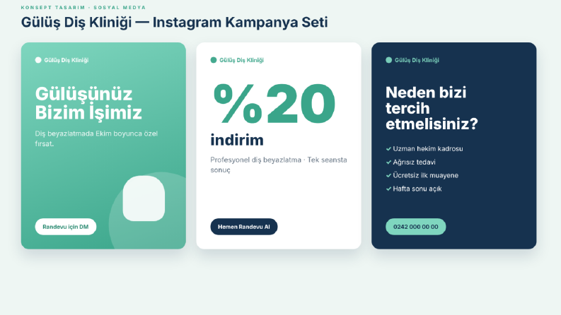 Gülüş Diş Kliniği - Konsept Instagram Kampanya Seti