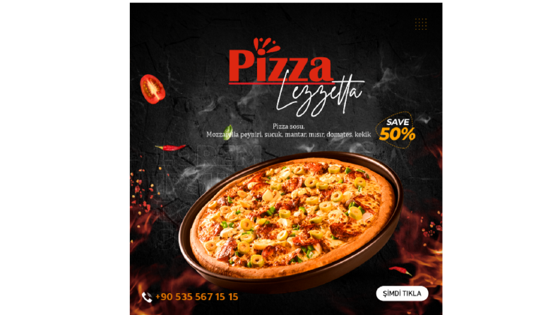 Pizza Lezzetta - logo ve menü sosyal medya tasarımı