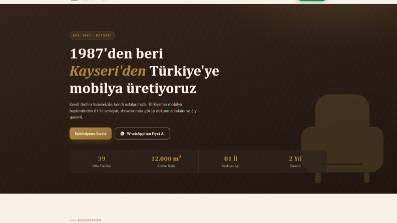 Mobilya Showroom Tanıtım Sitesi