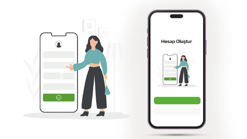 Hesap oluştur ekranı için illüstrasyon çalışması