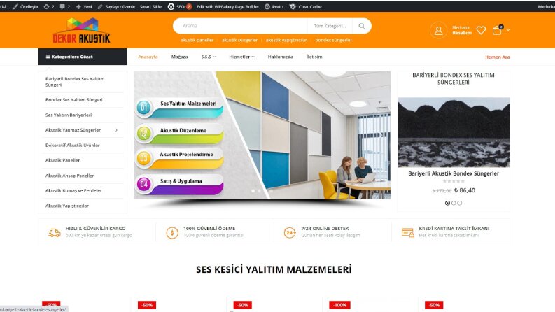 Dekor Akustik Wordpress E-ticaret sitesi