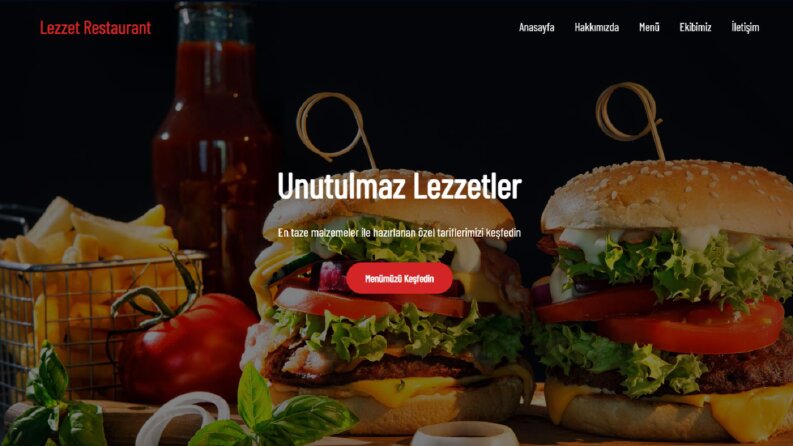 Mobil Uyumlu Burger Restoranı Web Sitesi – Modern Tasarım