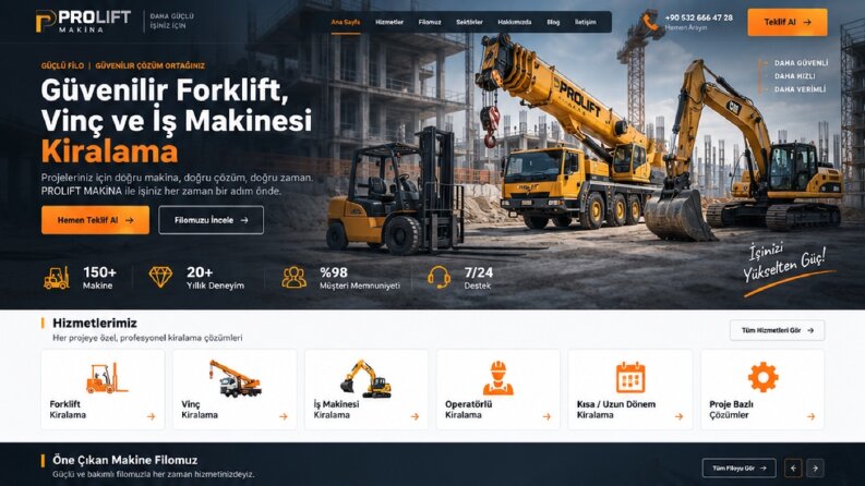 Forklif, Vinç ve İş Makinleri Kiralama Web Sitesi 