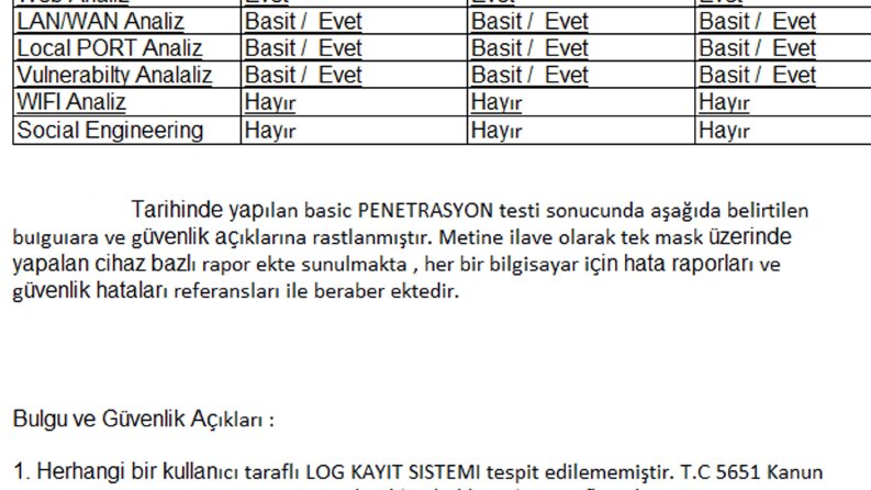 Örnek Güvenlik Testi Raporu