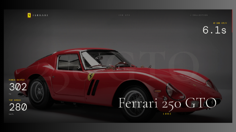 Ferrari Legends – İnteraktif 3D Araba Vitrini