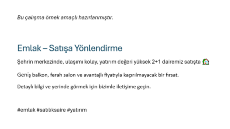 Emlak – Satışa Yönlendirme