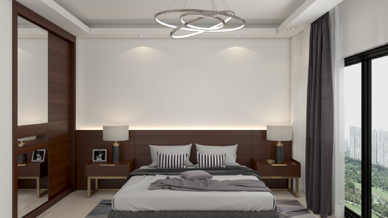 Otel odası renk varyasyonlu tasarım