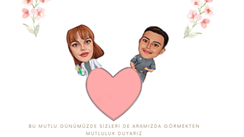 Karikatür tasarımlı düğün davetiyesi