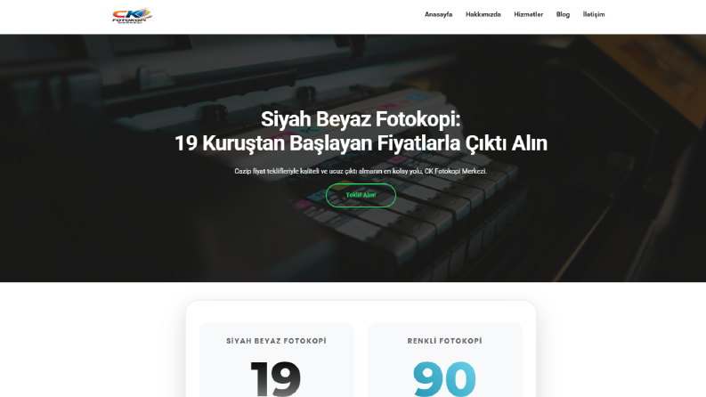 CK Fotokopi - Baskı Hizmet Tanıtım Web Sitesi